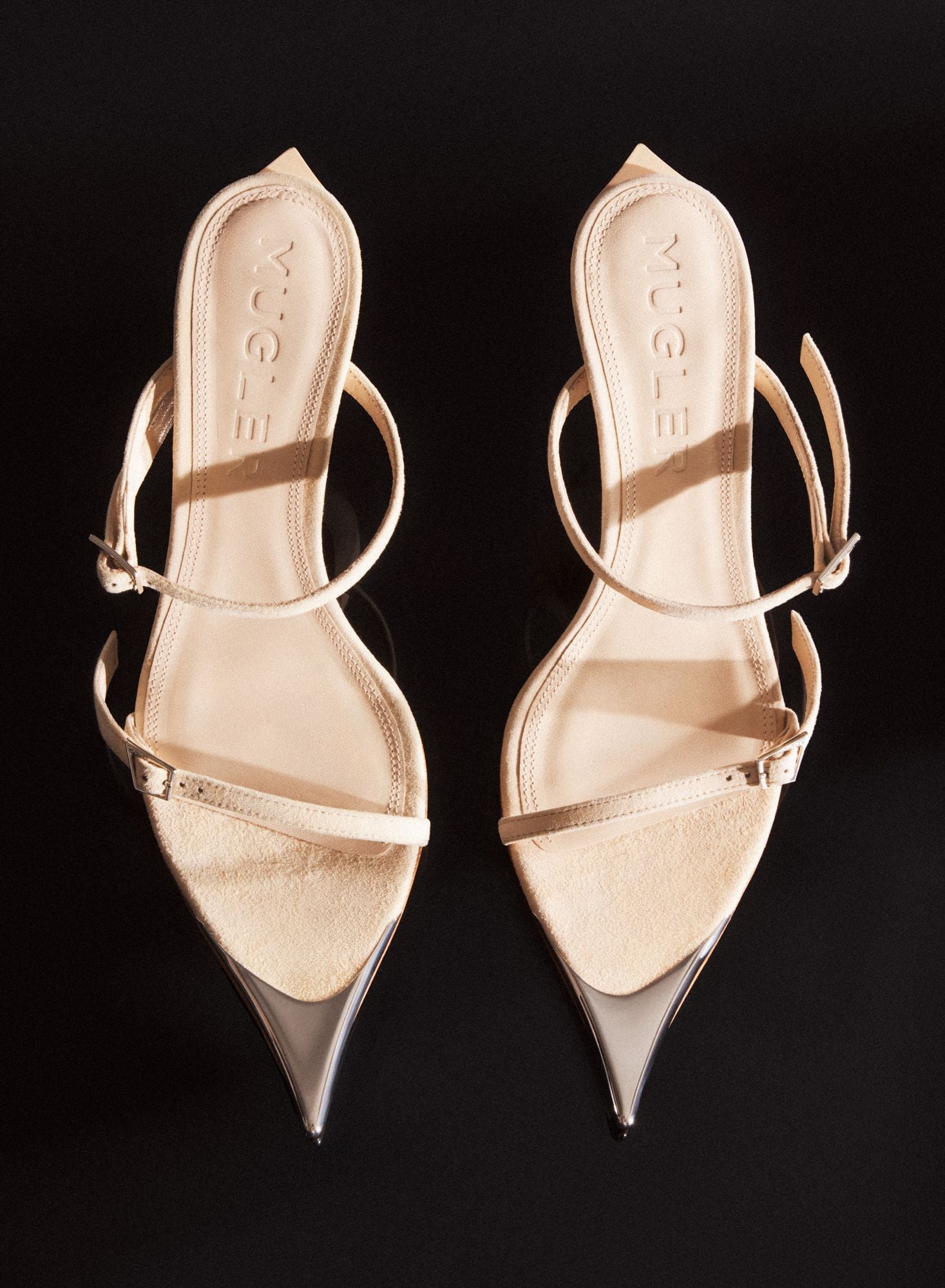 BLACK SUEDE FANG 95 SANDALS