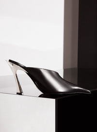 BLACK LEATHER FANG 95 MULES