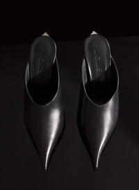 BLACK LEATHER FANG 95 MULES