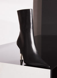 BLACK LEATHER FANG 95 ANKLE BOOTS