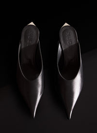 BLACK LEATHER FANG 55 MULES