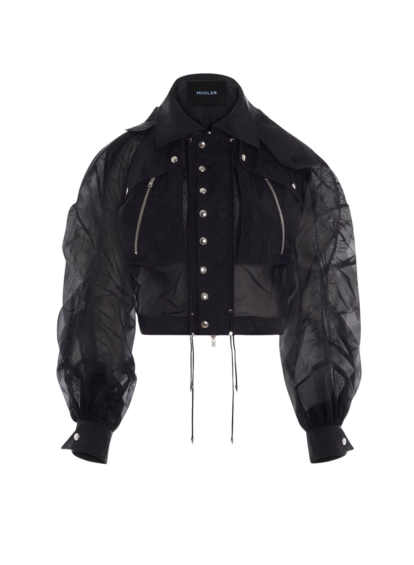 BLACK SHEER BOMBER JACKET