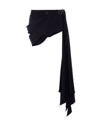 BLACK DRAPED SPIRAL DENIM SHORTS