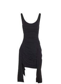 BLACK DRAPED JERSEY DRESS