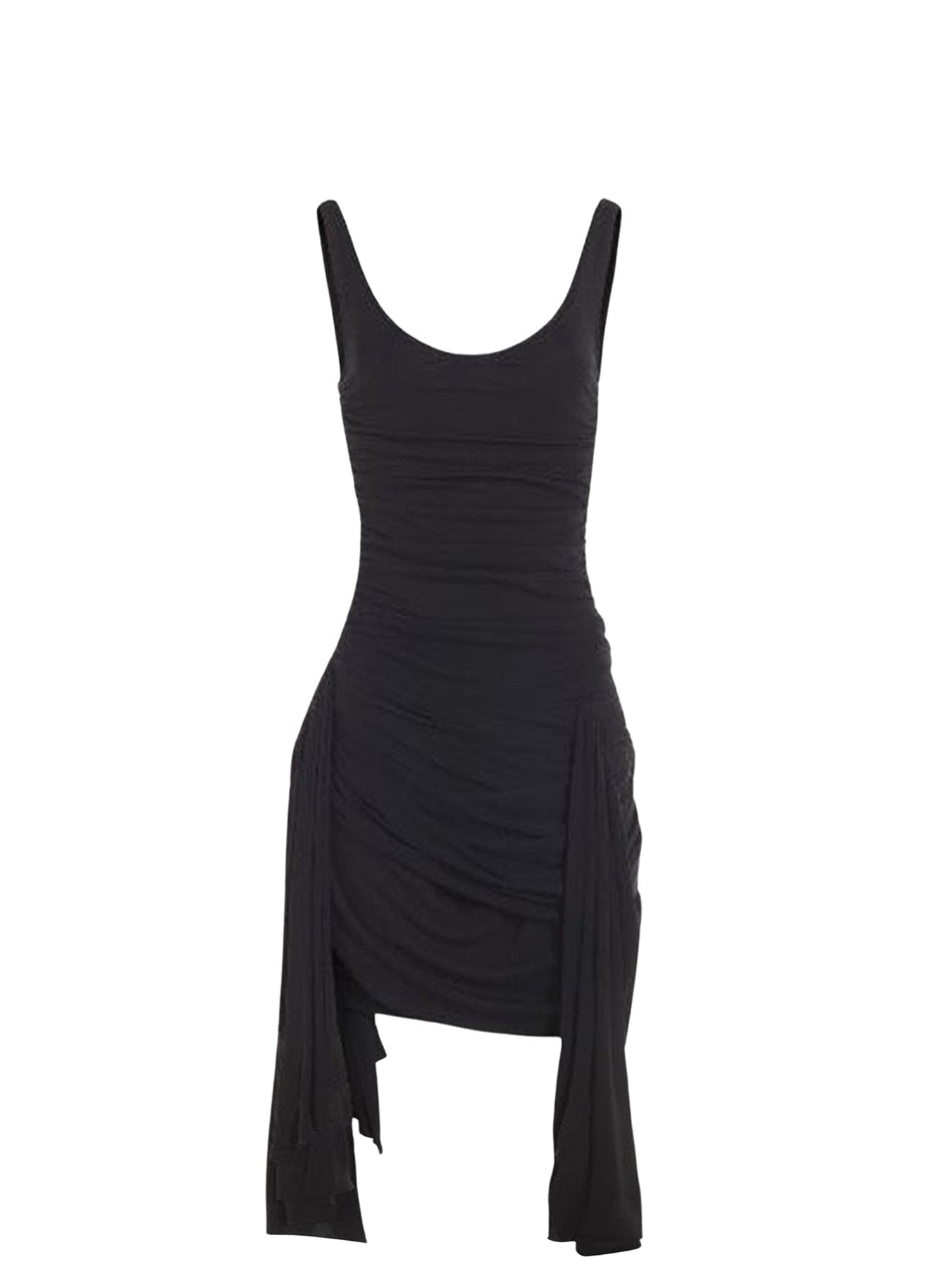 BLACK DRAPED JERSEY DRESS