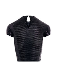 BLACK SHINY SEQUIN CROP TOP