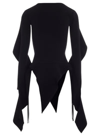 BLACK ASYMMETRIC KNITTED TOP