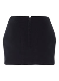 BLACK CURVY STRUCTURED MINI SKIRT
