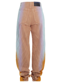 TAN GRADIENT-EFFECT SPIRAL BAGGY JEANS