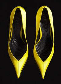 YELLOW LEATHER FANG 95 SATIN PUMP