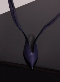 MIDNIGHT BLUE LEATHER KNOT FANG FLAT MULES