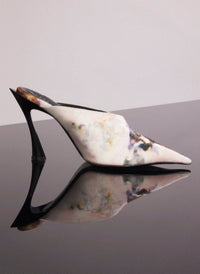 MUGLER X AMBERA WELLMANN PRINTED VELVET FANG 95 MULES