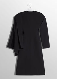 BLACK WOOL SCARF COAT