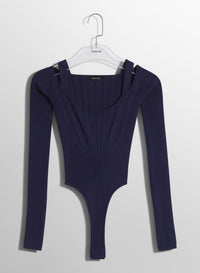 MIDNIGHT BLUE SCULPTING KNIT BODYSUIT