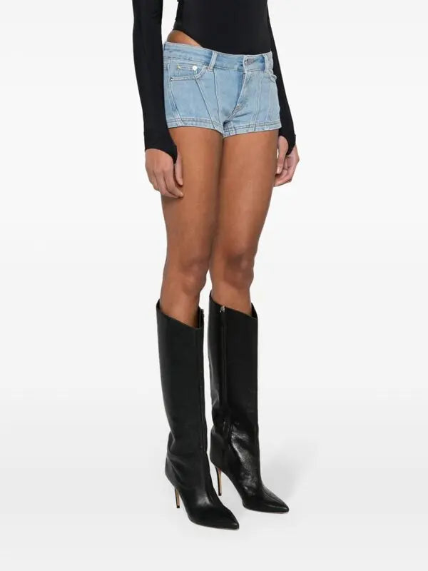 BLACK MICRO DENIM SHORTS