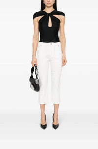 WHITE CAPRI DENIM PANTS