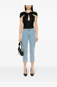 WHITE CAPRI DENIM PANTS