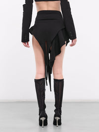 BLACK ASYMMETRIC KNITTED SKIRT