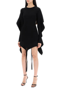BLACK ASYMMETRIC KNITTED DRESS