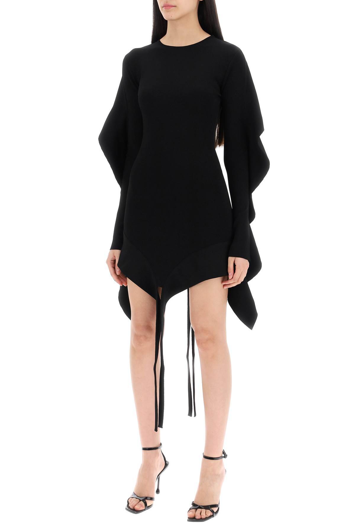 BLACK ASYMMETRIC KNITTED DRESS