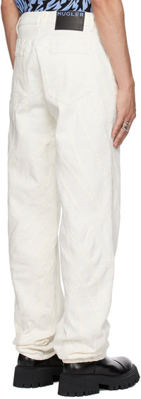 WHITE SPIRAL BAGGY JEANS