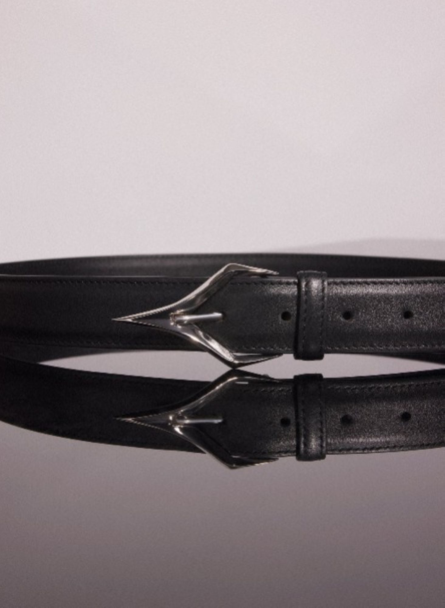 BLACK SPIKY LEATHER BELT