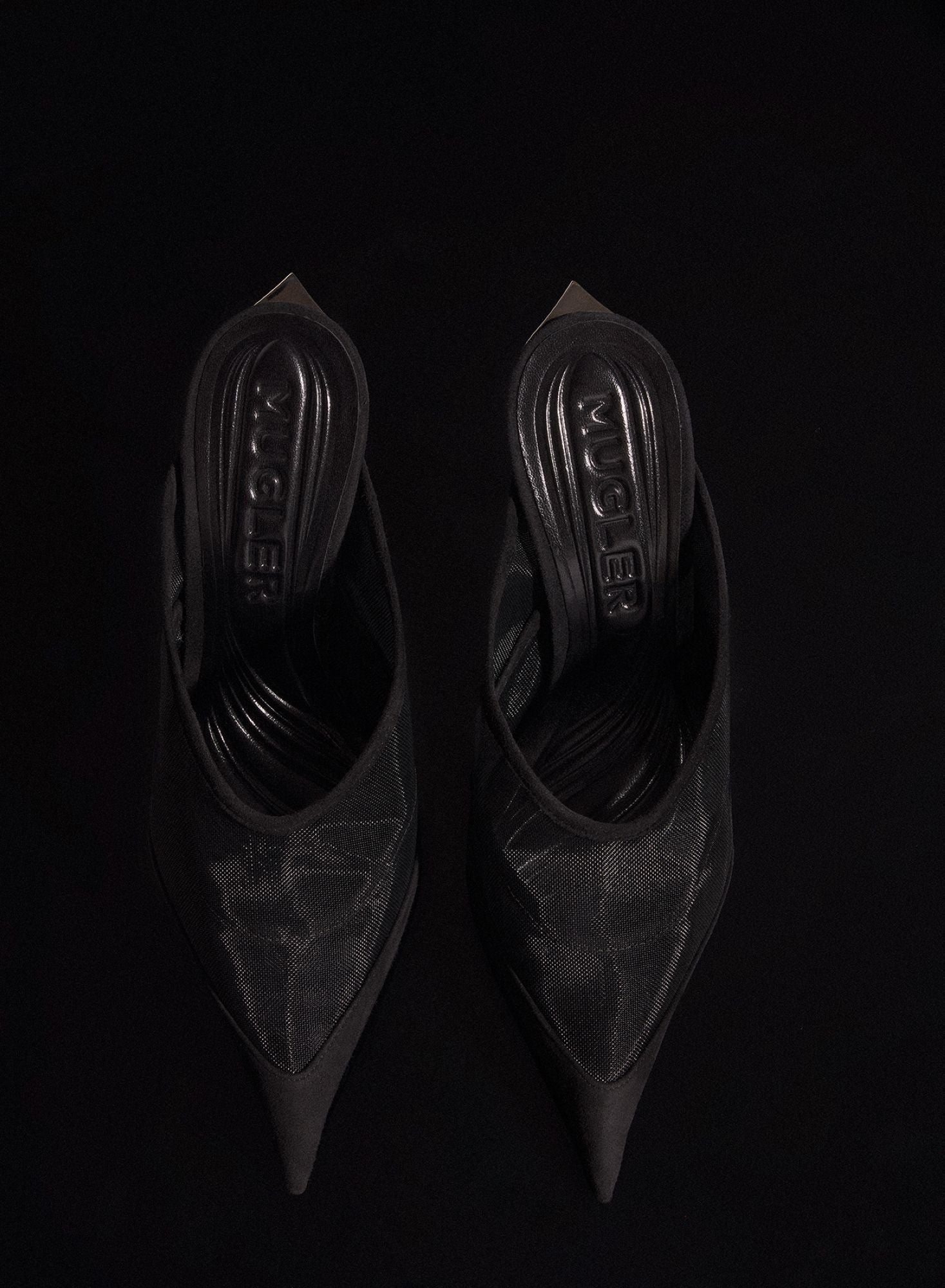 BLACK MESH FANG 95 MULES