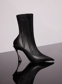 NUDE BONED LEATHER FANG 95 ANKLE BOOTS