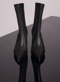NUDE BONED LEATHER FANG 95 ANKLE BOOTS