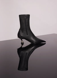 NUDE BONED LEATHER FANG 55 ANKLE BOOTS