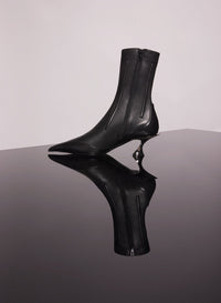 NUDE BONED LEATHER FANG 55 ANKLE BOOTS