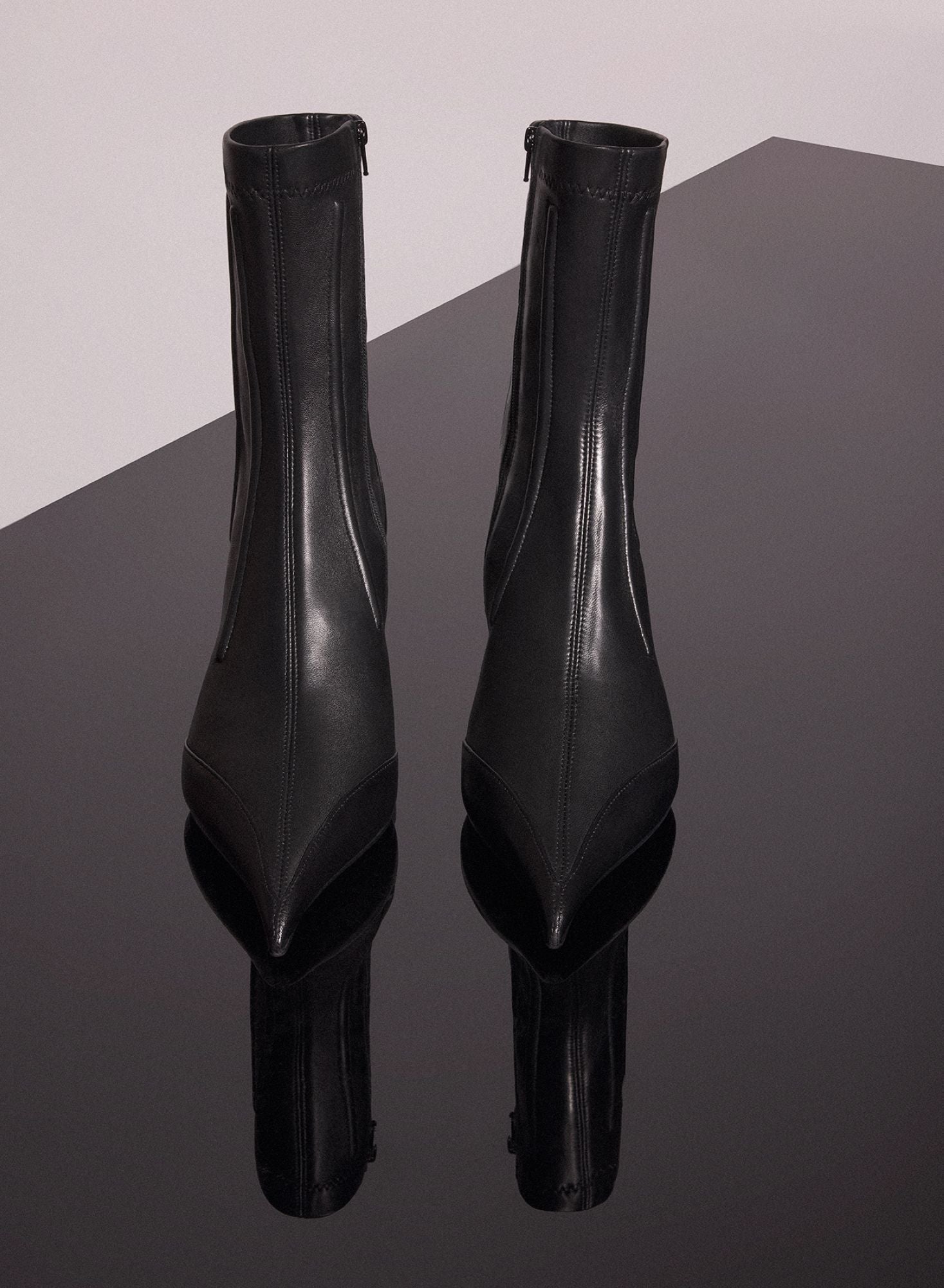 NUDE BONED LEATHER FANG 55 ANKLE BOOTS