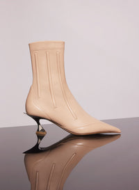NUDE BONED LEATHER FANG 55 ANKLE BOOTS