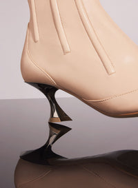 NUDE BONED LEATHER FANG 55 ANKLE BOOTS