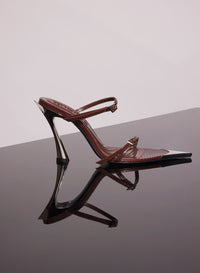 DARK BROWN LEATHER FANG 95 SANDALS
