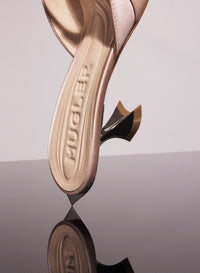 BLACK SATIN FANG 55 MULES WITH STRAP
