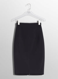BLACK BUCKLED TAILORED SKIRT