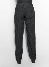 PINSTRIPE LACED UP TAILORING TROUSERS