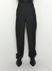 PINSTRIPE LACED UP TAILORING TROUSERS