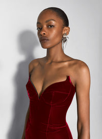 BLACK SIGNATURE STRAPLESS VELVET GOWN