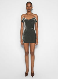 SILVER VELVET MINI DRESS
