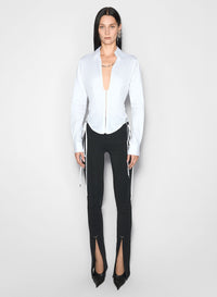 WHITE LACED CORSET POPLIN SHIRT