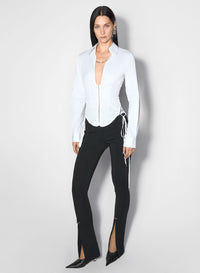 WHITE LACED CORSET POPLIN SHIRT