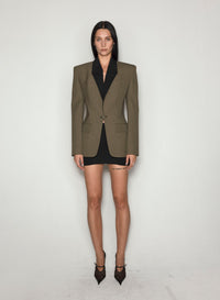 KHAKI AND BLACK PIERCED TAILORED JACKET