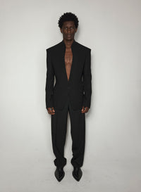 BLACK COLLARLESS TAILORED JACKET