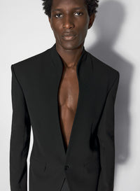 BLACK COLLARLESS TAILORED JACKET