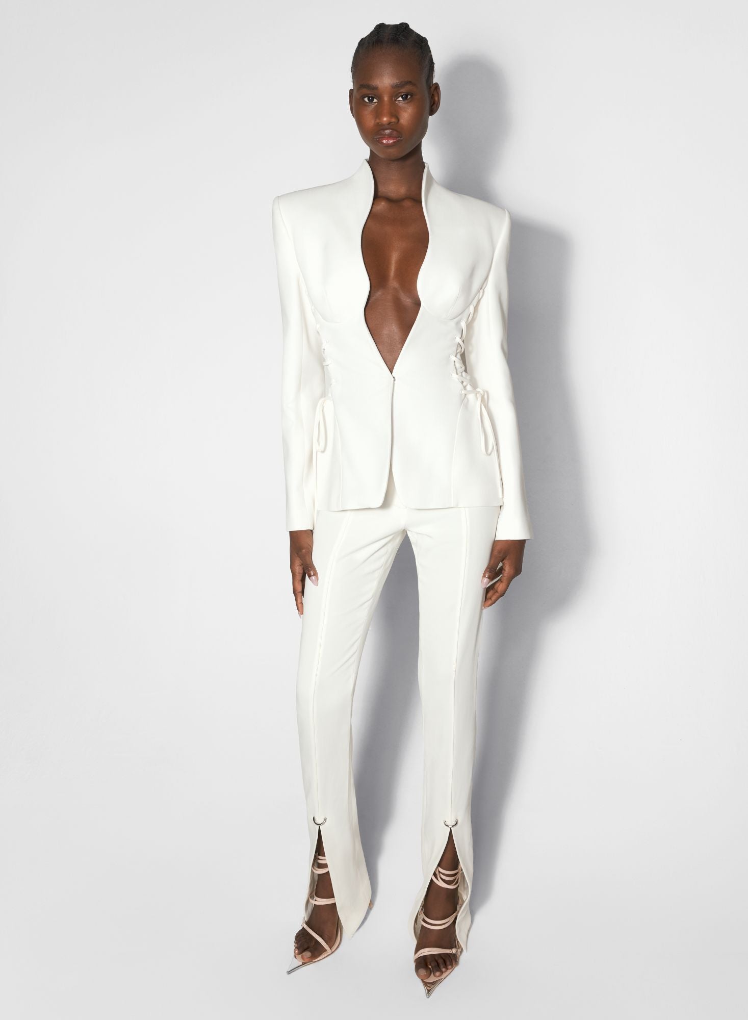 WHITE LACED-UP JACKET