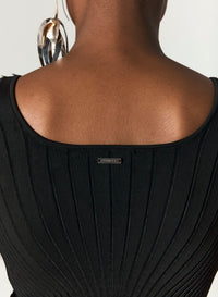 BLACK SCULPTING KNIT TANK TOP