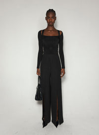BLACK SCULPTING KNIT BODYSUIT