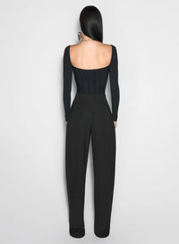 OFF WHITE BONING DETAIL KNIT TOP